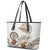 Polynesian Manta Ray Leather Tote Bag Beige Floral Turtle Tattoo - Polynesian Pride