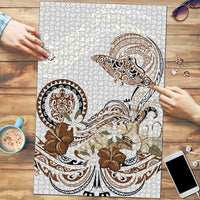 Polynesian Manta Ray Puzzle Beige Floral Turtle Tattoo - Polynesian Pride