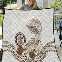 Polynesian Manta Ray Quilt Beige Floral Turtle Tattoo - Polynesian Pride