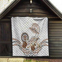 Polynesian Manta Ray Quilt Beige Floral Turtle Tattoo - Polynesian Pride