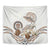 Polynesian Manta Ray Tapestry Beige Floral Turtle Tattoo - Polynesian Pride