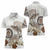 Polynesian Manta Ray Women Polo Shirt Beige Floral Turtle Tattoo - Polynesian Pride