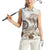 Polynesian Manta Ray Women Sleeveless Polo Shirt Beige Floral Turtle Tattoo - Polynesian Pride