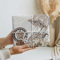 Polynesian Manta Ray Wrapping Paper Beige Floral Turtle Tattoo - Polynesian Pride