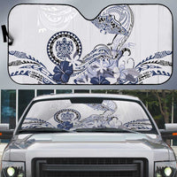 Polynesian Manta Ray Auto Sun Shade Blue Floral Turtle Tattoo - Polynesian Pride