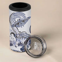 Polynesian Manta Ray 4 in 1 Can Cooler Tumbler Blue Floral Turtle Tattoo - Polynesian Pride