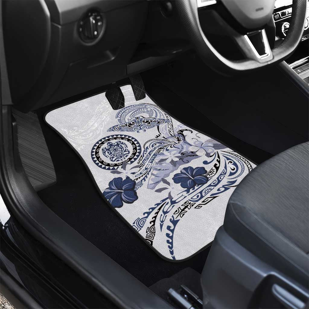 Polynesian Manta Ray Car Mats Blue Floral Turtle Tattoo - Polynesian Pride