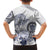Polynesian Manta Ray Family Matching Long Sleeve Bodycon Dress and Hawaiian Shirt Blue Floral Turtle Tattoo - Polynesian Pride