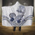 Polynesian Manta Ray Hooded Blanket Blue Floral Turtle Tattoo - Polynesian Pride