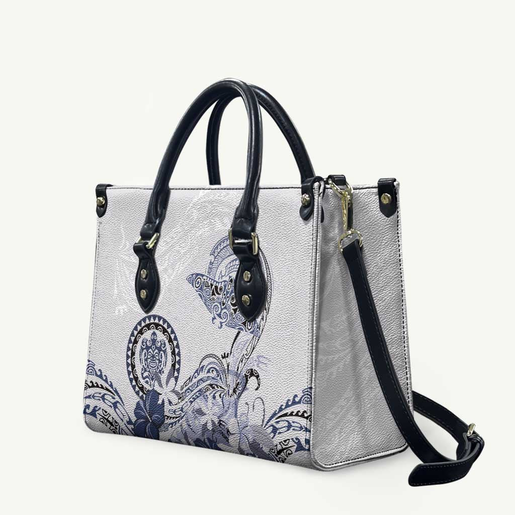 Polynesian Manta Ray Leather Bag Blue Floral Turtle Tattoo - Polynesian Pride