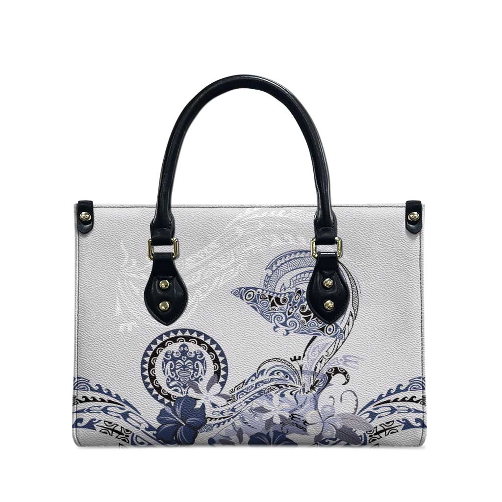 Polynesian Manta Ray Leather Bag Blue Floral Turtle Tattoo - Polynesian Pride
