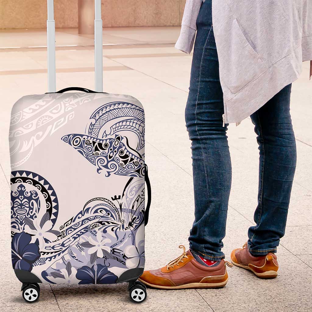 Polynesian Manta Ray Luggage Cover Blue Floral Turtle Tattoo LT9 Blue - Polynesian Pride