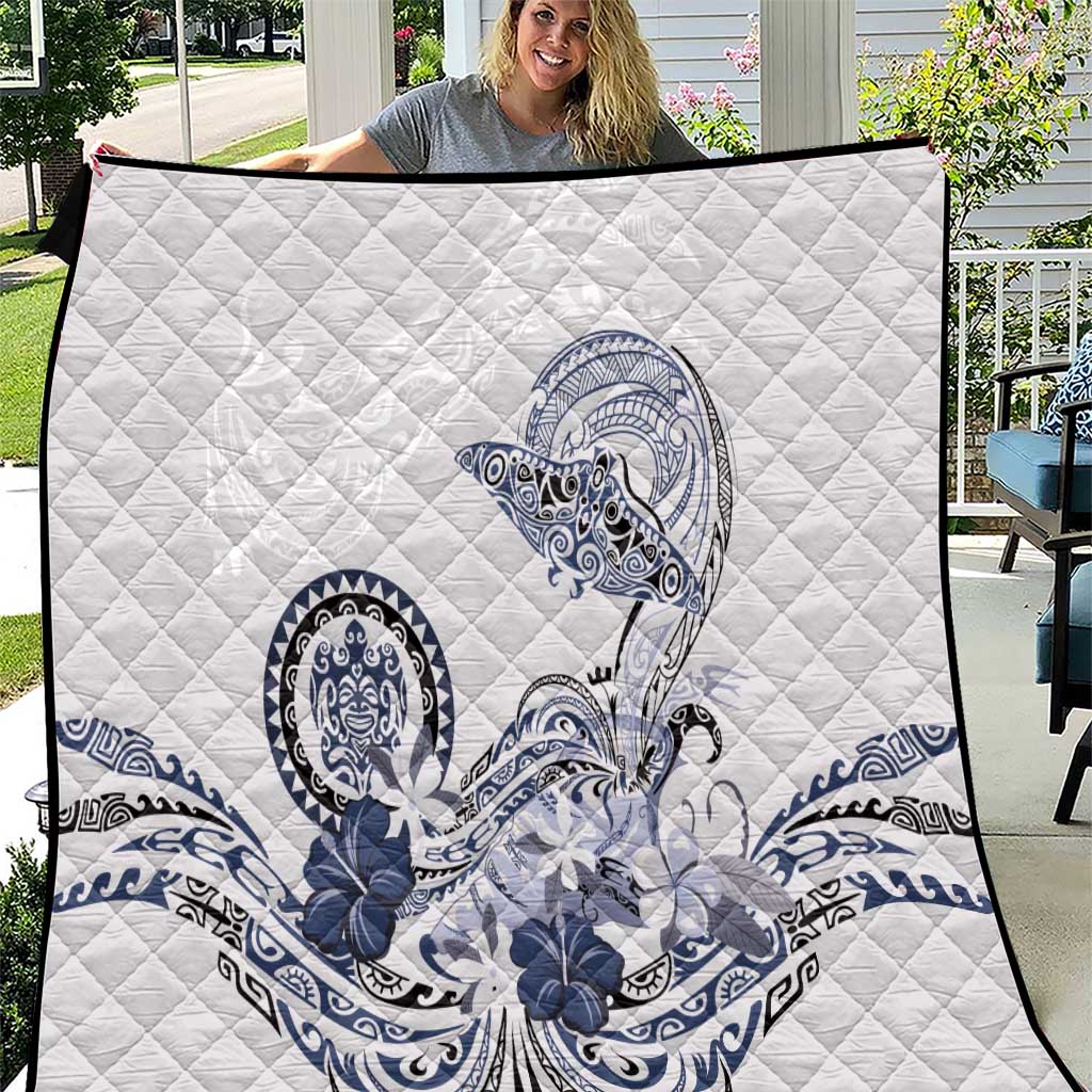 Polynesian Manta Ray Quilt Blue Floral Turtle Tattoo LT9 Blue - Polynesian Pride