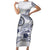 Polynesian Manta Ray Short Sleeve Bodycon Dress Blue Floral Turtle Tattoo - Polynesian Pride