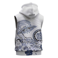 Polynesian Manta Ray Sleeveless Hoodie Blue Floral Turtle Tattoo - Polynesian Pride