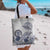 Polynesian Manta Ray Tote Bag Blue Floral Turtle Tattoo - Polynesian Pride