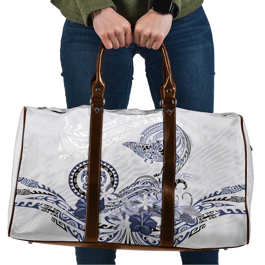 Polynesian Manta Ray Travel Bag Blue Floral Turtle Tattoo - Polynesian Pride