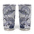 Polynesian Manta Ray Tumbler Cup Blue Floral Turtle Tattoo - Polynesian Pride