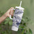 Polynesian Manta Ray Tumbler With Handle Blue Floral Turtle Tattoo - Polynesian Pride