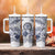 Polynesian Manta Ray Tumbler With Handle Blue Floral Turtle Tattoo - Polynesian Pride