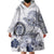 Polynesian Manta Ray Wearable Blanket Hoodie Blue Floral Turtle Tattoo - Polynesian Pride