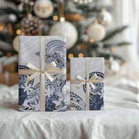 Polynesian Manta Ray Wrapping Paper Blue Floral Turtle Tattoo - Polynesian Pride