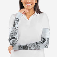 Polynesian Manta Ray Arm Sleeves Gray Floral Turtle Tattoo - Polynesian Pride