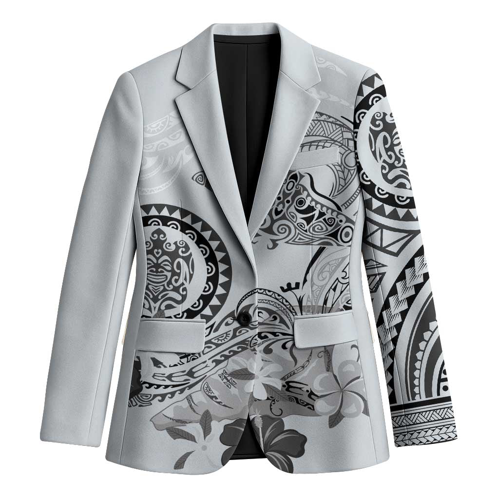 Polynesian Manta Ray Blazer Gray Floral Turtle Tattoo - Polynesian Pride