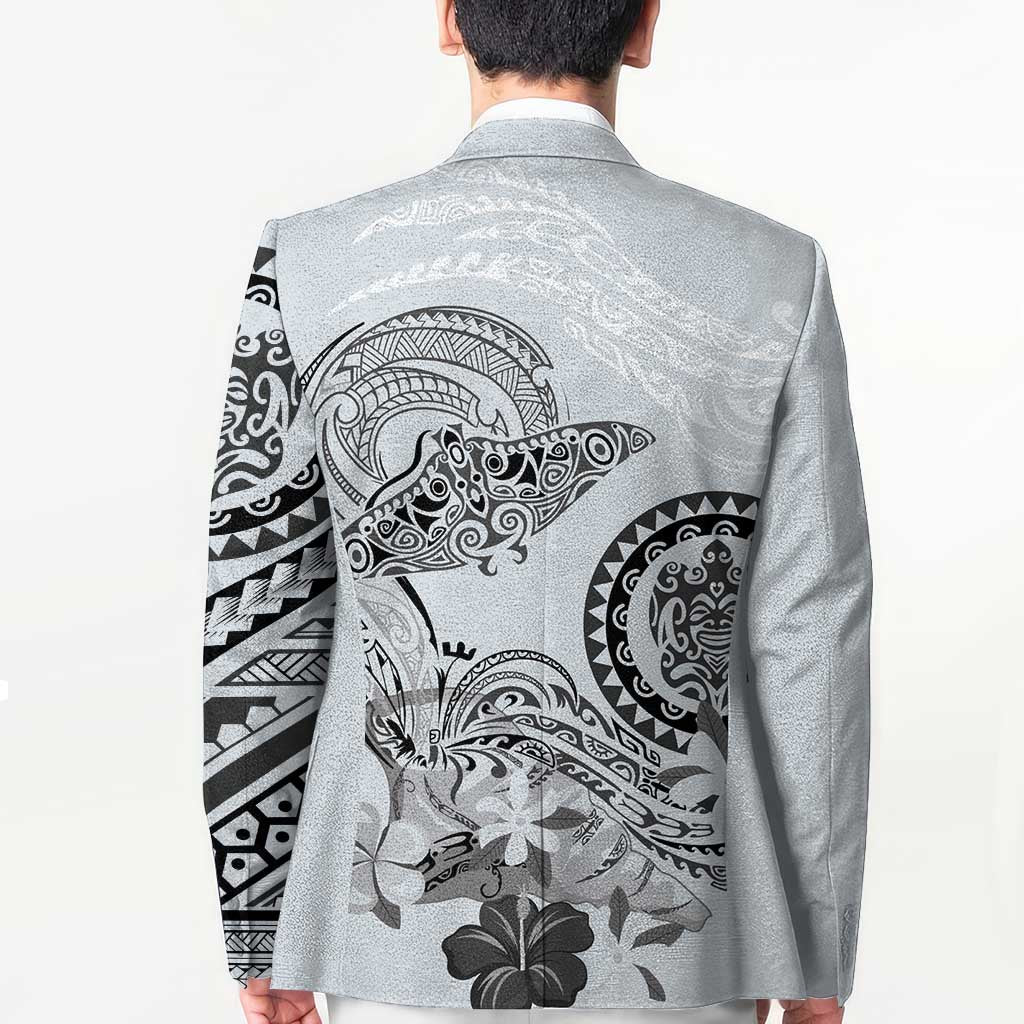 Polynesian Manta Ray Blazer Gray Floral Turtle Tattoo - Polynesian Pride