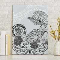 Polynesian Manta Ray Canvas Wall Art Gray Floral Turtle Tattoo - Polynesian Pride