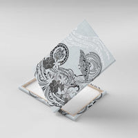 Polynesian Manta Ray Canvas Wall Art Gray Floral Turtle Tattoo - Polynesian Pride