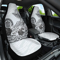 Polynesian Manta Ray Car Seat Cover Gray Floral Turtle Tattoo - Polynesian Pride