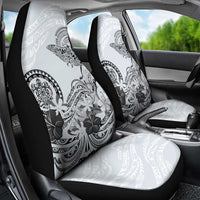 Polynesian Manta Ray Car Seat Cover Gray Floral Turtle Tattoo - Polynesian Pride