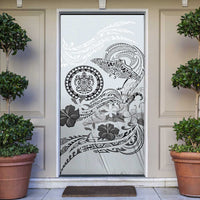 Polynesian Manta Ray Door Cover Gray Floral Turtle Tattoo - Polynesian Pride