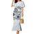 Polynesian Manta Ray Family Matching Mermaid Dress and Hawaiian Shirt Gray Floral Turtle Tattoo - Polynesian Pride