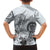 Polynesian Manta Ray Family Matching Summer Maxi Dress and Hawaiian Shirt Gray Floral Turtle Tattoo - Polynesian Pride