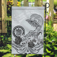 Polynesian Manta Ray Garden Flag Gray Floral Turtle Tattoo - Polynesian Pride
