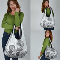 Polynesian Manta Ray Grocery Bag Gray Floral Turtle Tattoo - Polynesian Pride