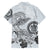Polynesian Manta Ray Hawaiian Shirt Gray Floral Turtle Tattoo - Polynesian Pride