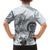 Polynesian Manta Ray Hawaiian Shirt Gray Floral Turtle Tattoo - Polynesian Pride
