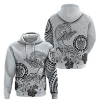 Polynesian Manta Ray Hoodie Gray Floral Turtle Tattoo - Polynesian Pride