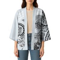 Polynesian Manta Ray Kimono Gray Floral Turtle Tattoo - Polynesian Pride