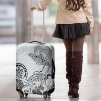 Polynesian Manta Ray Luggage Cover Gray Floral Turtle Tattoo - Polynesian Pride