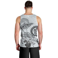 Polynesian Manta Ray Men Tank Top Gray Floral Turtle Tattoo - Polynesian Pride