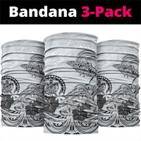 Polynesian Manta Ray Neck Gaiter Gray Floral Turtle Tattoo - Polynesian Pride