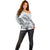 Polynesian Manta Ray Off Shoulder Sweater Gray Floral Turtle Tattoo - Polynesian Pride