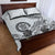Polynesian Manta Ray Quilt Bed Set Gray Floral Turtle Tattoo - Polynesian Pride