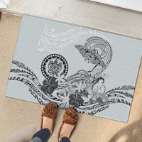 Polynesian Manta Ray Rubber Doormat Gray Floral Turtle Tattoo - Polynesian Pride