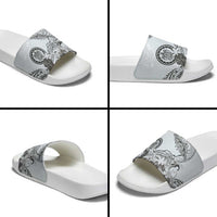Polynesian Manta Ray Slide Sandals Gray Floral Turtle Tattoo - Polynesian Pride