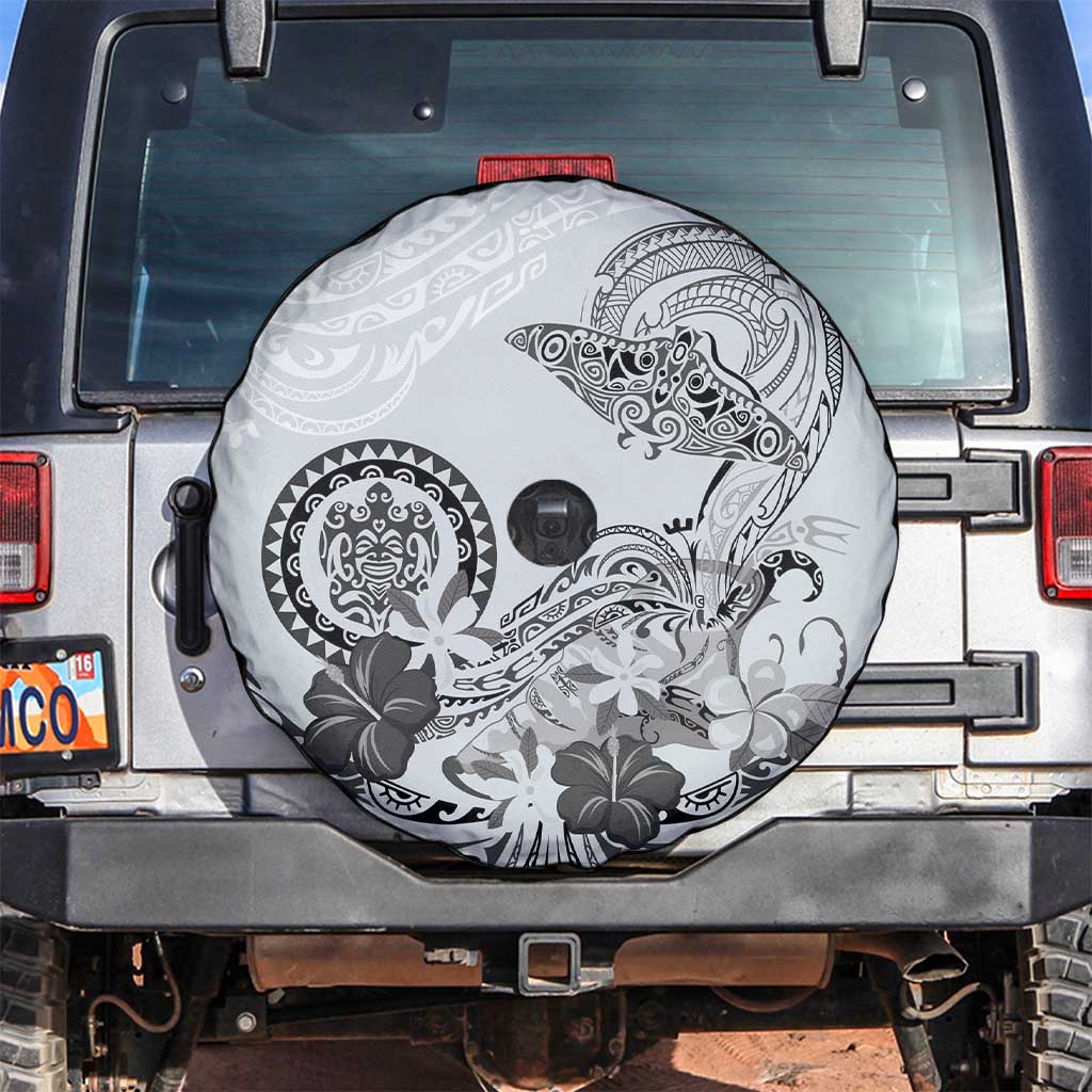 Polynesian Manta Ray Spare Tire Cover Gray Floral Turtle Tattoo LT9 Gray - Polynesian Pride